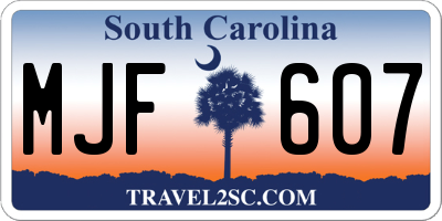 SC license plate MJF607