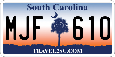 SC license plate MJF610