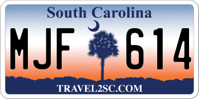 SC license plate MJF614