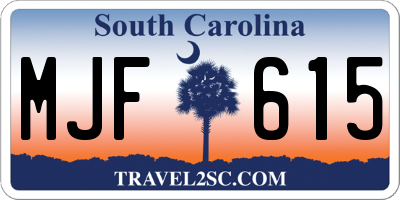 SC license plate MJF615