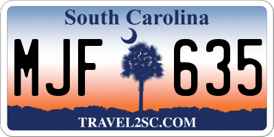SC license plate MJF635