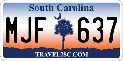 SC license plate MJF637