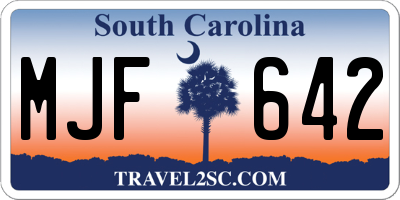 SC license plate MJF642