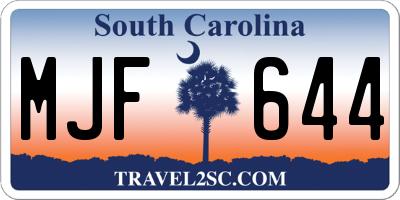 SC license plate MJF644
