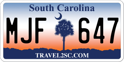 SC license plate MJF647