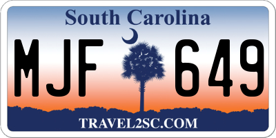 SC license plate MJF649