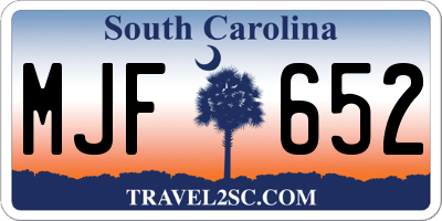 SC license plate MJF652