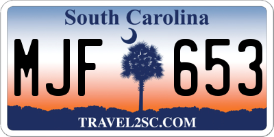 SC license plate MJF653