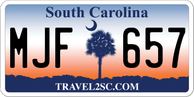 SC license plate MJF657