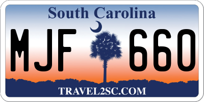 SC license plate MJF660