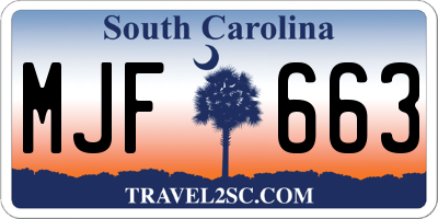 SC license plate MJF663