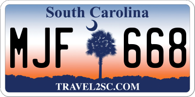 SC license plate MJF668