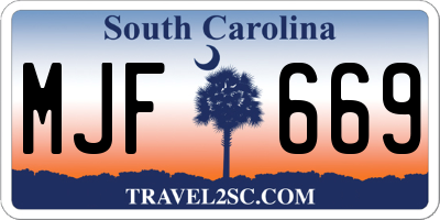 SC license plate MJF669