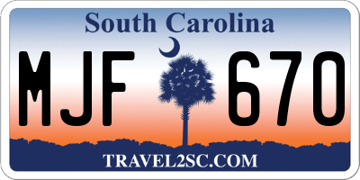SC license plate MJF670