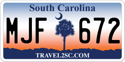 SC license plate MJF672