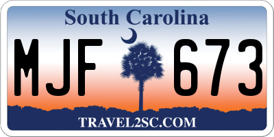 SC license plate MJF673