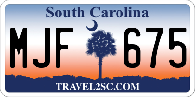 SC license plate MJF675