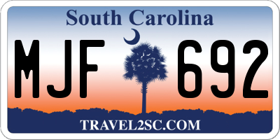 SC license plate MJF692