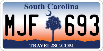 SC license plate MJF693