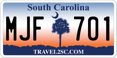 SC license plate MJF701