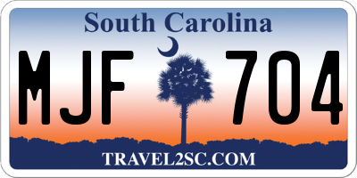 SC license plate MJF704