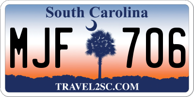 SC license plate MJF706
