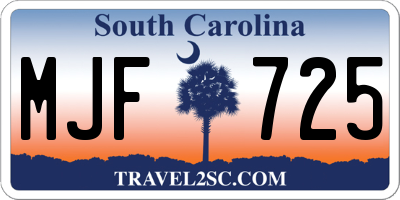 SC license plate MJF725