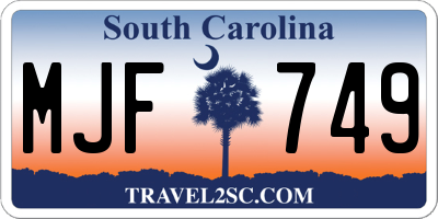 SC license plate MJF749
