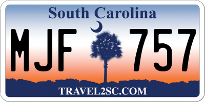 SC license plate MJF757