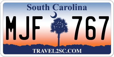 SC license plate MJF767