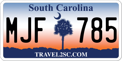 SC license plate MJF785