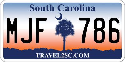 SC license plate MJF786