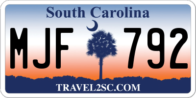 SC license plate MJF792