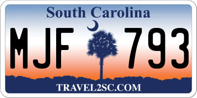 SC license plate MJF793