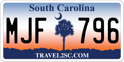 SC license plate MJF796