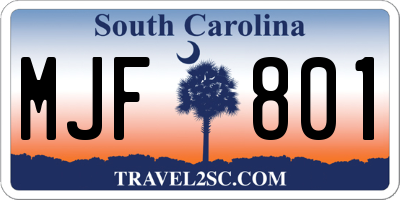 SC license plate MJF801