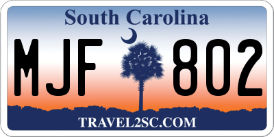 SC license plate MJF802