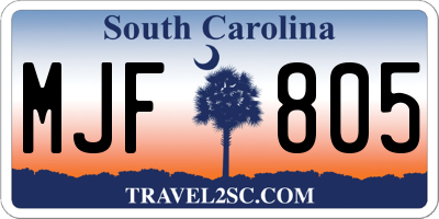 SC license plate MJF805