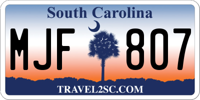 SC license plate MJF807