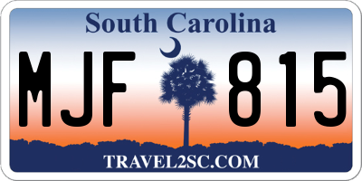 SC license plate MJF815