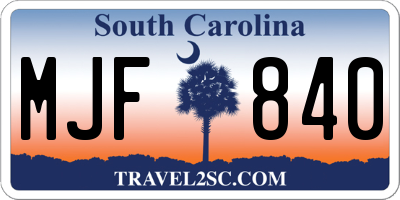 SC license plate MJF840