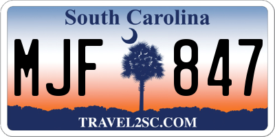 SC license plate MJF847
