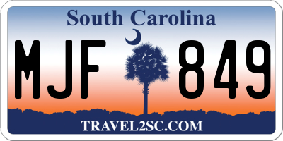 SC license plate MJF849