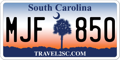 SC license plate MJF850
