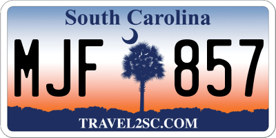 SC license plate MJF857