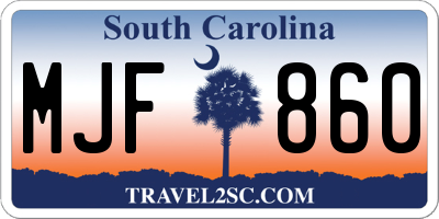 SC license plate MJF860