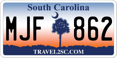SC license plate MJF862