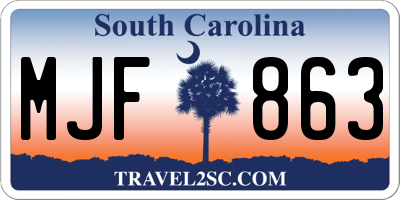 SC license plate MJF863