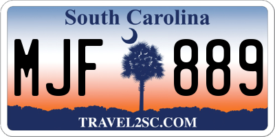 SC license plate MJF889