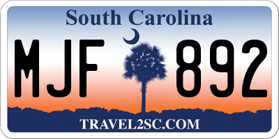 SC license plate MJF892
